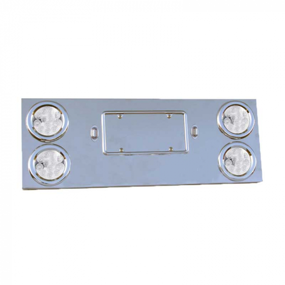 Stainless Steel Rear Center Panel w/ 2 X 7 LED 4 Reflector Light & 6 - Berube's Truck Accessories