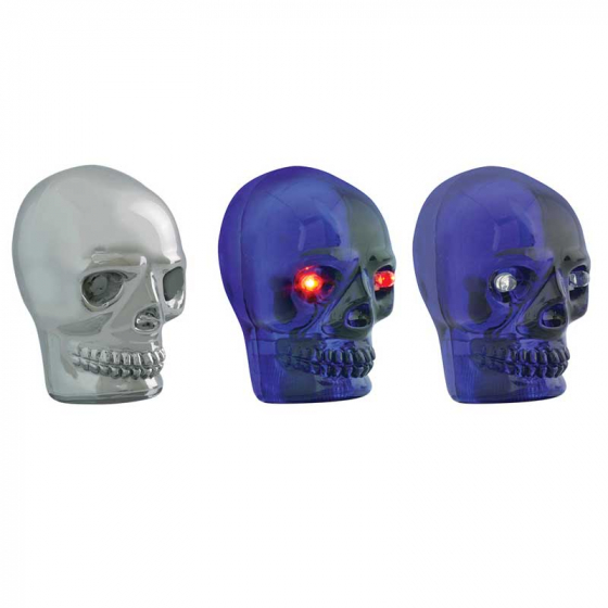 Large Skull Gear Shift Knob -Green w/ Red Eye LED Light