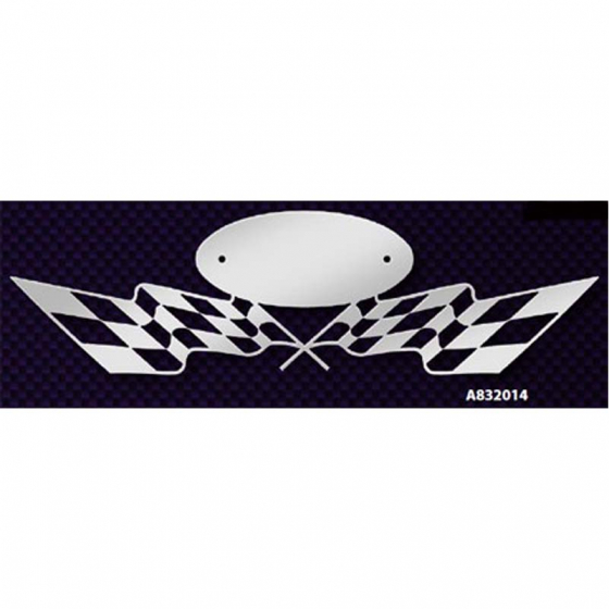 Emblem Accent Peterbilt Crossed Checkered Flag Stainless Steel