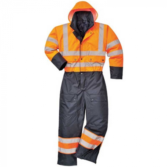 Class E Hi Vis Contrast Quilt Lined Coverall in Orange/Navy