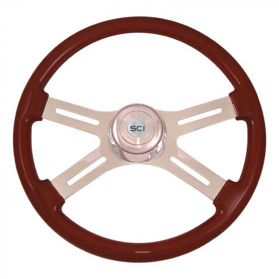 Steering Wheel Classic 4 Spoke 16 Inch Mahogany