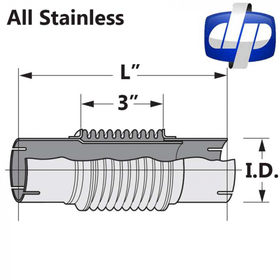 Stainless Steel Bellows with Liner & Stainless Slotted Ends
