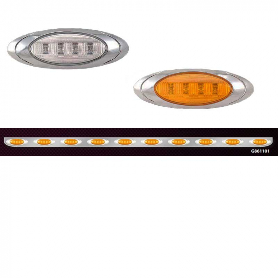 Stainless 80 Inch Light Bracket w/ 10 Amber LED Lights