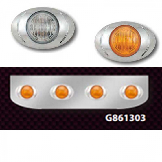 Stainless Steel 16.5" Light Bracket with 4 Amber LED Lights - Fits Most Trucks - Phoenix 06112015KRS