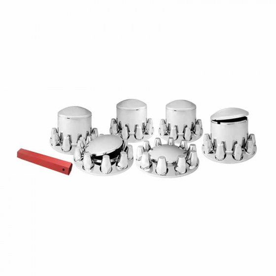 Chrome Plastic Complete Axle Cover Set With Standard Cap