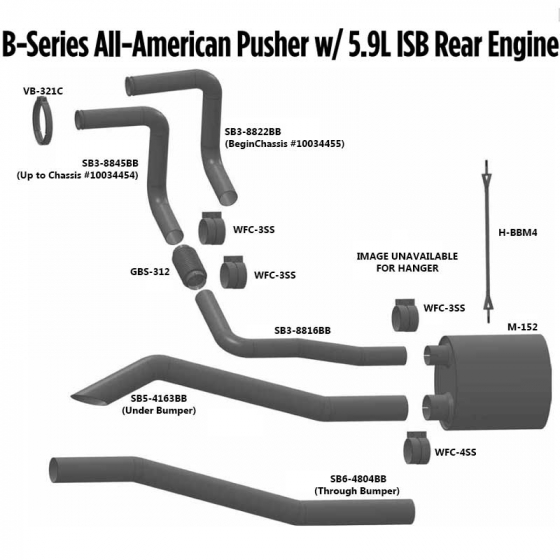 Bluebird B-Series All American Pusher 5.9L ISB Exhaust Layout