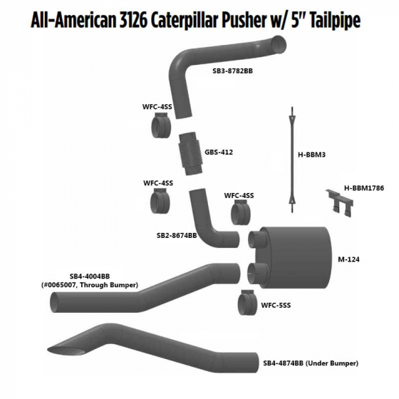 Bluebird All-American 3126 Caterpillar Pusher Exhaust Layout