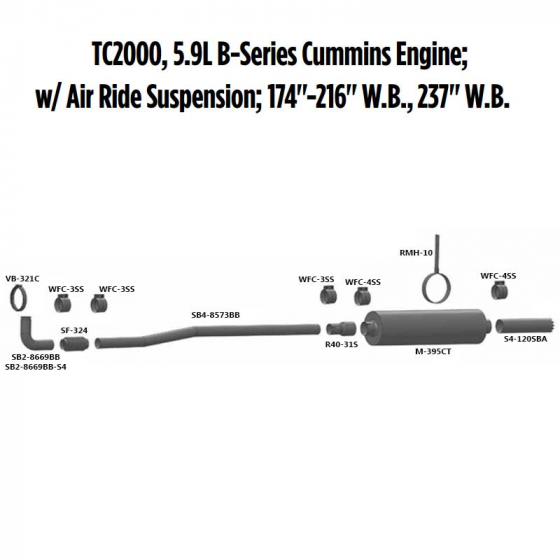 Bluebird TC2000, 5.9L B-Series Cummins; Air Ride Exhaust Layout