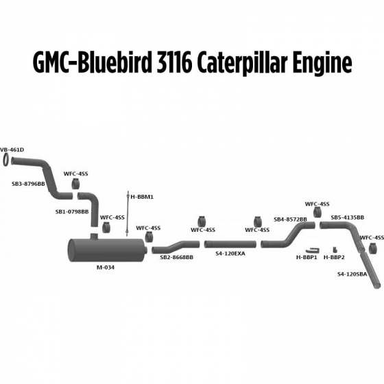 GMC-Bluebird 3116 Caterpillar Engine Exhaust Layout