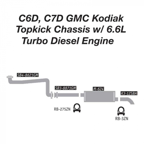 GMC Kodiak Topkick Chassis with 6.6L Turbo Engine Exhaust Layout