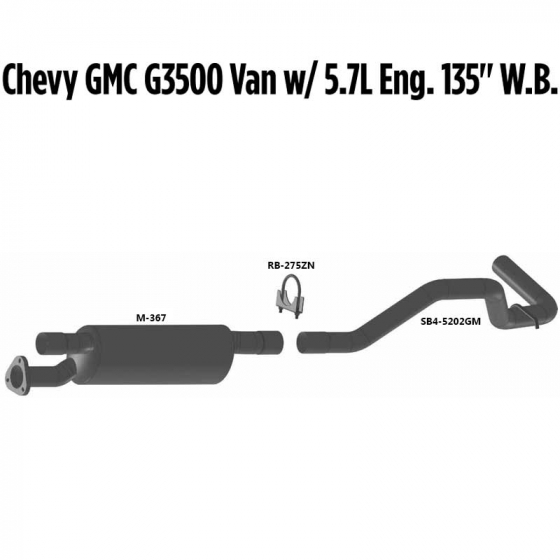 Chevy/GMC G3500 Van with 5.7L Engine Exhaust Layout