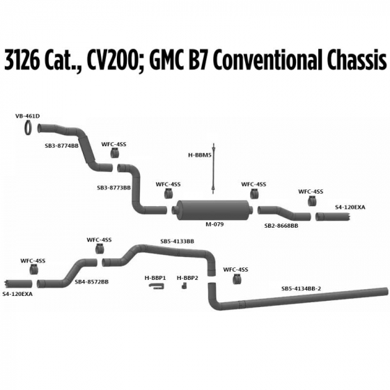 3126 Cat., CV200; GMC B7 Conventional Chassis Exhaust Layout