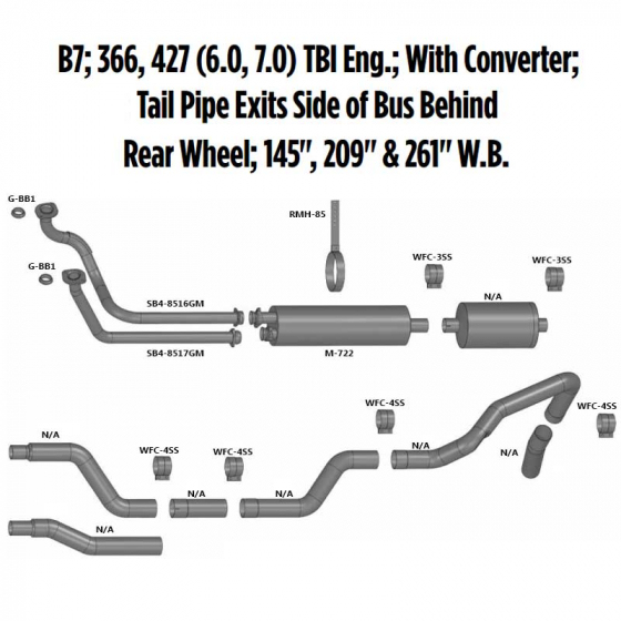 B7; 366, 427 (6.0, 7.0) TBI Engine Exhaust Layout