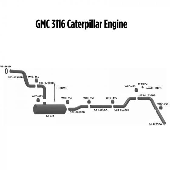 GMC 3116 Caterpillar Engine Exhaust Layout