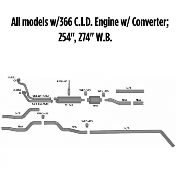 All Models With 366 CID Engine With Converter Exhaust Layout