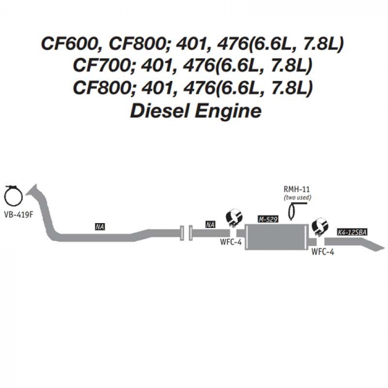 Ford 401, 476 (6.6L, 7.8L) Diesel Engine Exhaust Layout