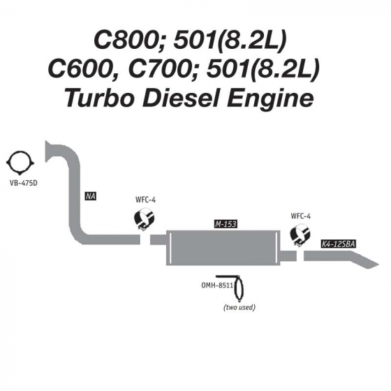 Ford 501 (8.2L) Turbo Diesel Engine Exhaust Layout