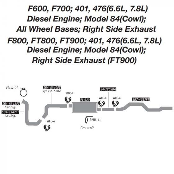 Ford Model 84 (Cowl) Right Side Exhaust Layout