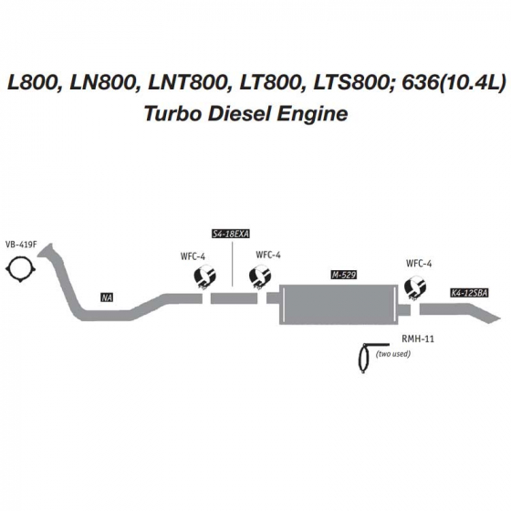 Ford 636 (10.4L) Turbo Diesel Engine Exhaust Layout