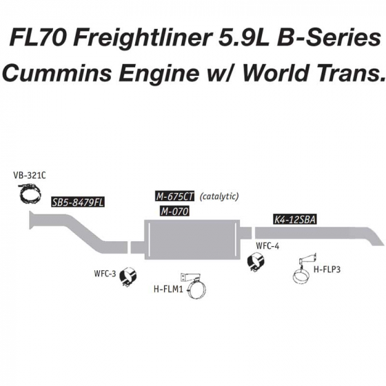 Freightliner 5.9L Cummins Engine with World Trans Exhaust Layout