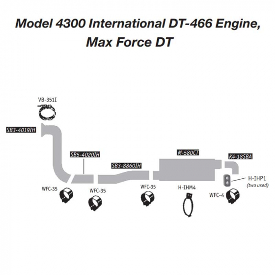 Model 4300 International DT-466 Diesel Engine Exhaust Layout