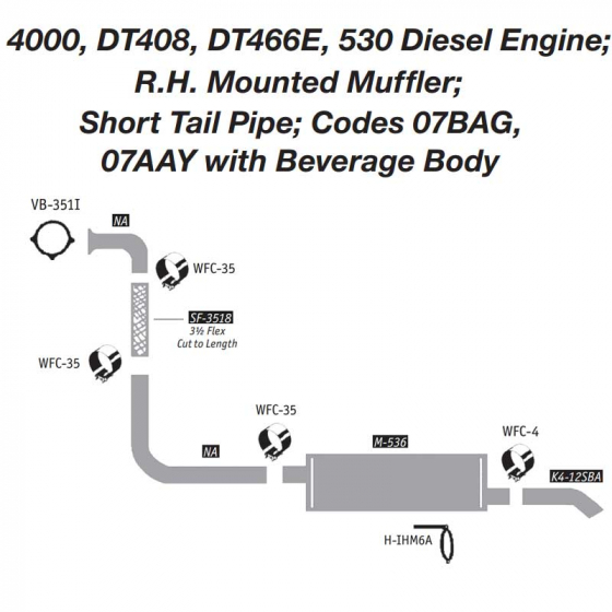4000, DT408, DT466E 530 Diesel Exhaust Layout