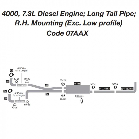 International 4000, 7.3L Diesel Engine Exhaust Layout