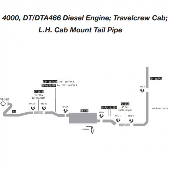International 4000, DT/DTA466 Diesel Exhaust Layout; Travelcrew