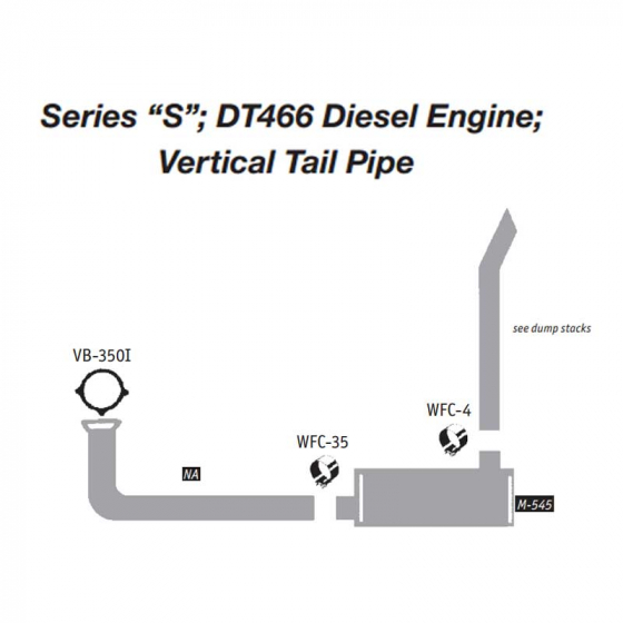 International Series "S"; DT466 Diesel Exhaust Layout, Vertical