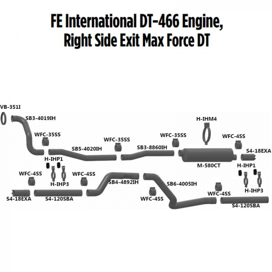 FE International DT-466 Engine Exhaust Layout