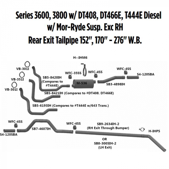 Series 3600, 3800 With Mor-Ryde Suspension Exhaust Layout