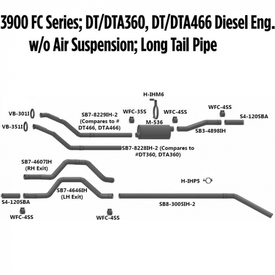 3900 FC Series With DT/DTA360, DT/DTA446 Diesel Exhaust Layout