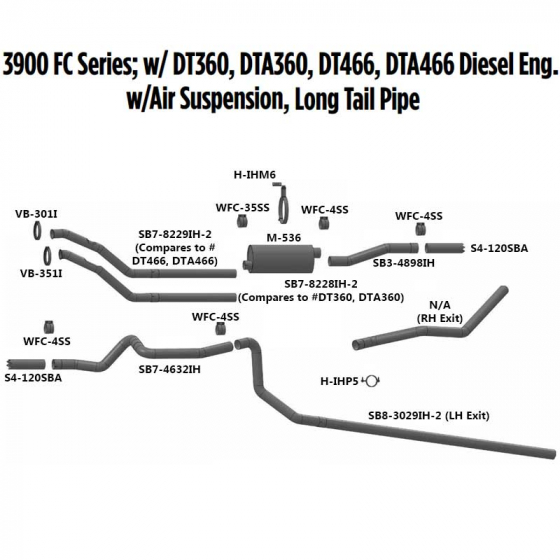 3900 FC Series With DT/DTA360, DT/DTA446 Diesel Exhaust Layout
