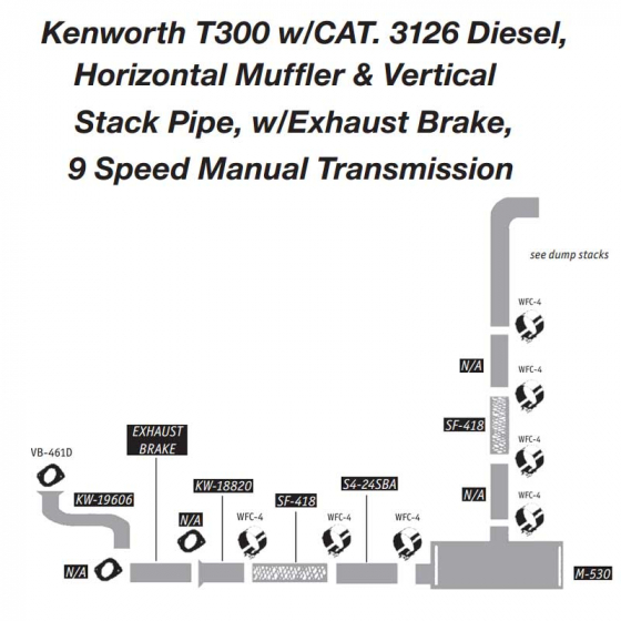 Kenworth T300 CAT 3126 Diesel With Exhaust Brake Exhaust Layout
