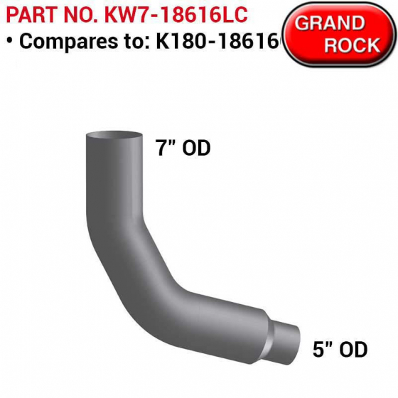 Kenworth 7 Inch Reduced to 5 Inch Left Side Chrome Replacement Pipe