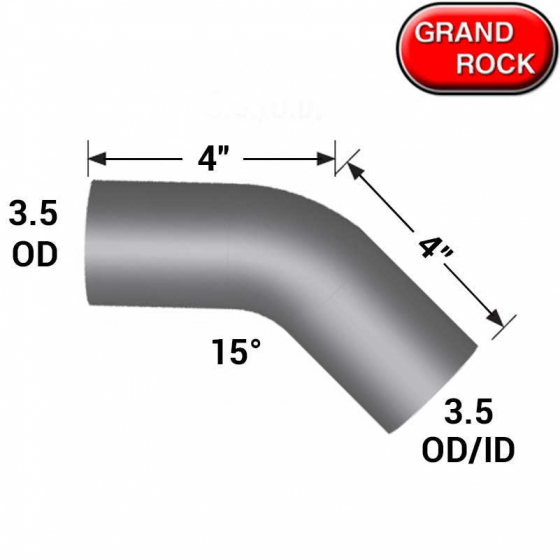 Grand Rock 3.5 Inch Diameter 15 Degree Elbow Pipe, 4 Inch Length