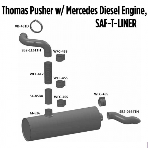 Thomas Pusher With Mercedes Diesel, SAF-T-LINER, Exhaust Layout