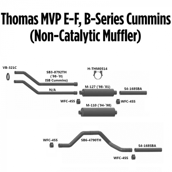 Thomas MVP E-F, B Series Cummins Exhaust Layout (Non-Catalytic)