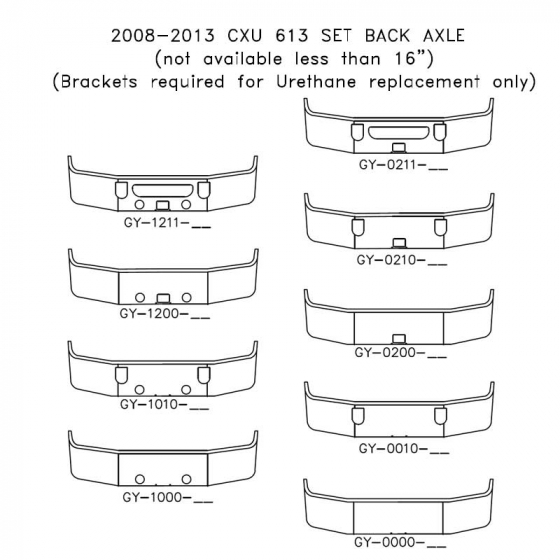 2008-2013 Mack CXU 613 Set Back Axle Bumper