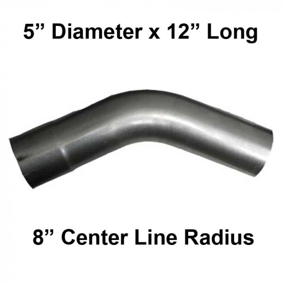 "45 Degree Elbow Pipe, 5" Diameter, 12" Length - Fits Various Systems"