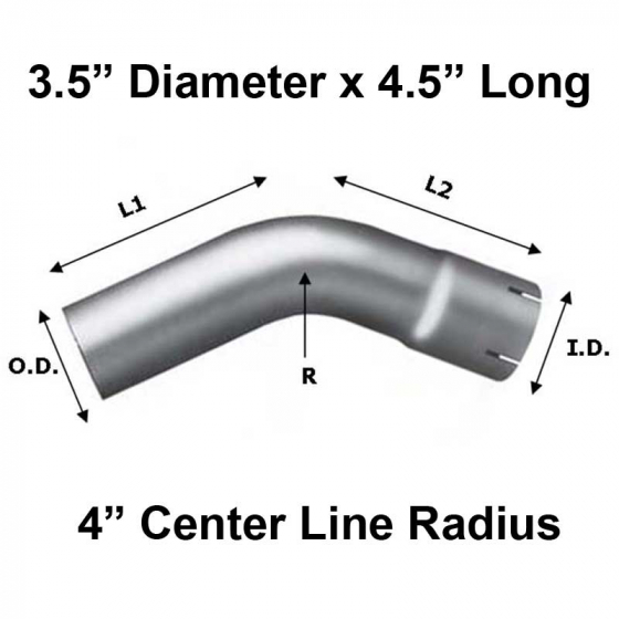 3.5 In Diameter 4.5 In Length 45 Degree Elbow Pipe - Fits Various Systems