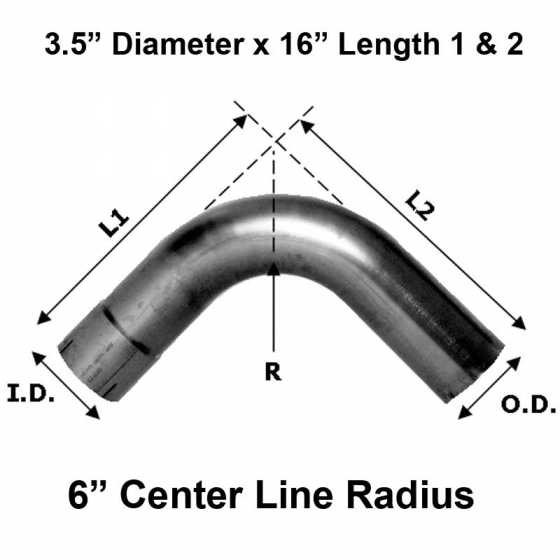 "3.5" Diameter 16" Length 90 Degree Elbow Pipe Fitting"