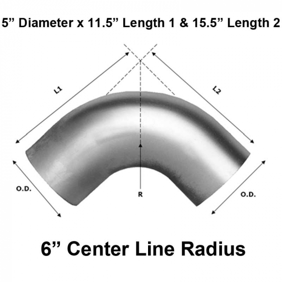 5" Dia 11.5" & 15.5" Length Short Radius 90 Degree Elbow