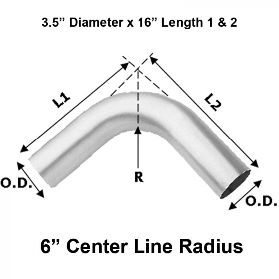 "3.5" Diameter 16" Length 90 Degree Elbow Pipe Fitting"