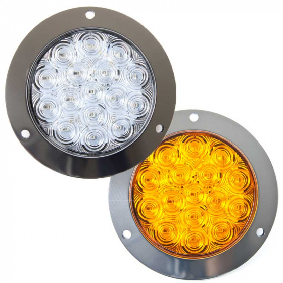 4 Inch Round Turn Signal LED Light With Stainless Steel Flange