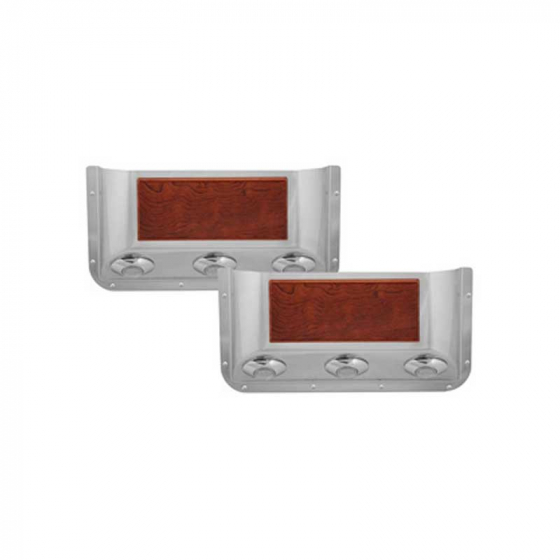 Stainless Door Pockets with Rosewood Trim and 3 Clear Red Light