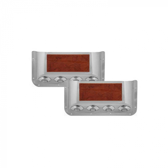 Stainless Door Pockets with Rosewood Trim and 4 Clear Red Light