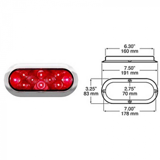 420/423 Piranha LED Oval S/T/T Light - Red with Flange - Add $2.88