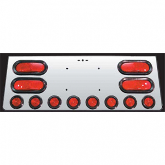 Universal 12 Inch Rear Center Panel - Stainless Steel with Light Holes - Fits Various Truck Models - Roadworks 1 Year Warranty