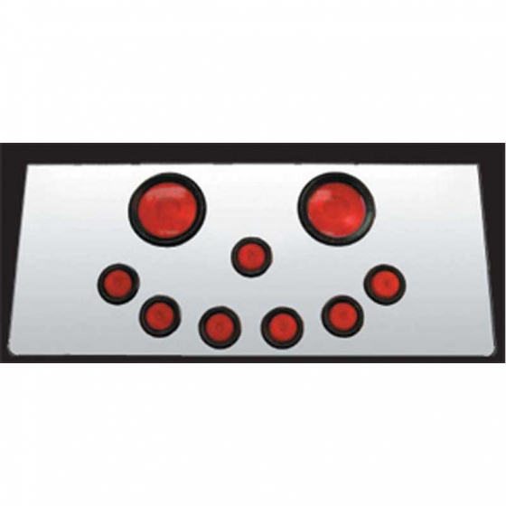 Universal 14 Inch Rear Center Panel - Stainless Steel with Smiley Face Light Holes - Fits Various Truck Models - Roadworks 1 Year Warranty